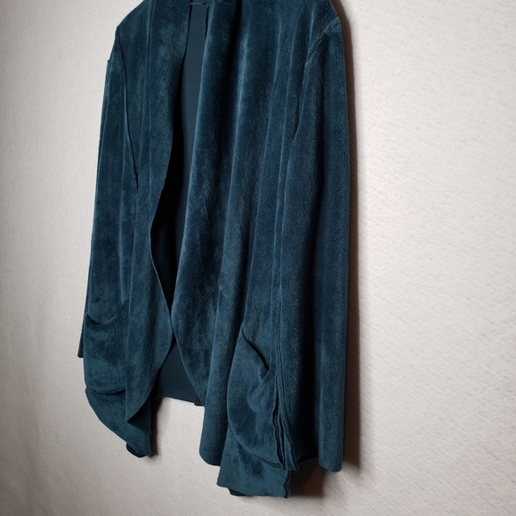 Simply Noelle Velvety Green Open Front Soft Cozy Lagen Look Cardigan sz S - Picture 3 of 7